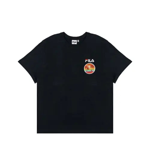 FILA T Shirts Unisex Black Blk Crew Neck Moderate Straight Fit