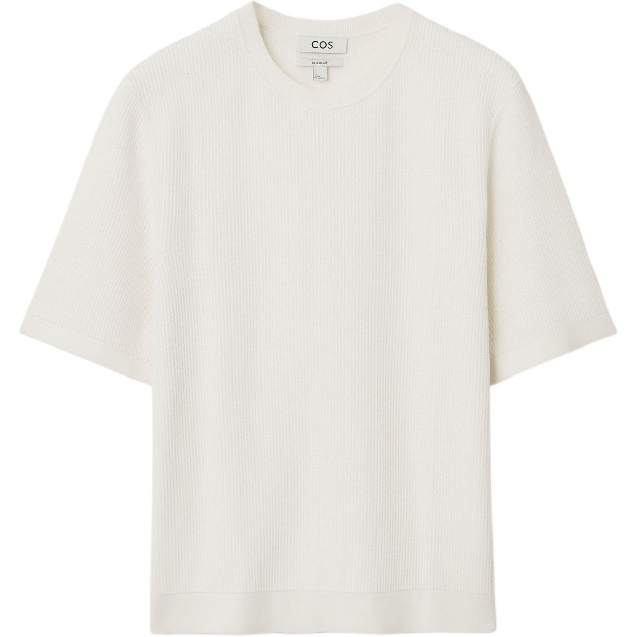 COS T Shirts Men's White Crew Neck Moderate Straight Fit
