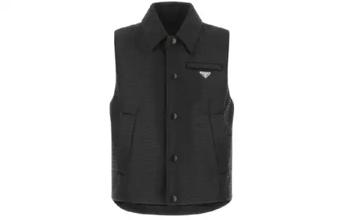PRADA Vests Men's Black Lapel Moderate Other