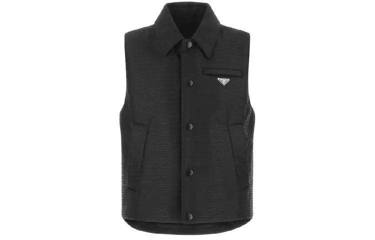 PRADA Vests Men's Black Lapel Moderate Other