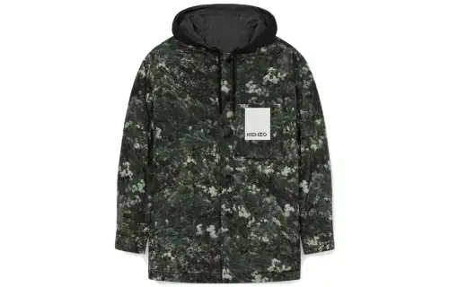 KENZO Jackets Men's Black Hooded Moderate Reversible