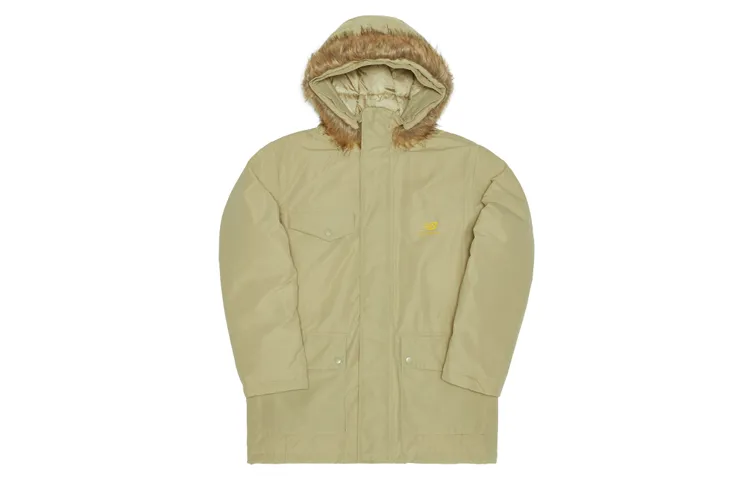 New Balance Down Jackets Men's Khaki Hooded Moderate Down Jacket
