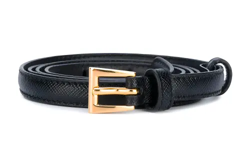 PRADA Leather Belts Women's Black Width 1cm