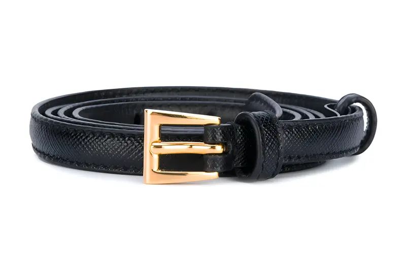 PRADA Leather Belts Women's Black Width 1cm