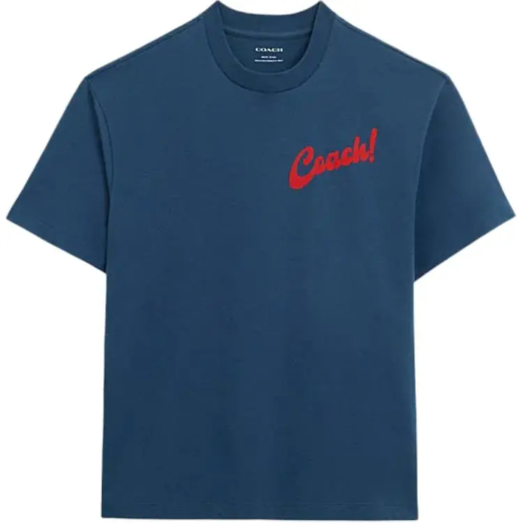 COACH T-Shirts Men's Dark Denim Crew Neck Moderate