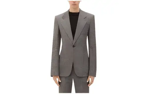 Bottega Veneta Business Suits Men's Gray Suit Collar Moderate Business Suit