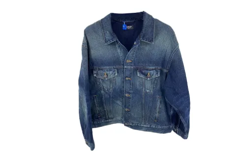 Balenciaga Denim Jackets Unisex Blue Lapel Moderate Straight Fit