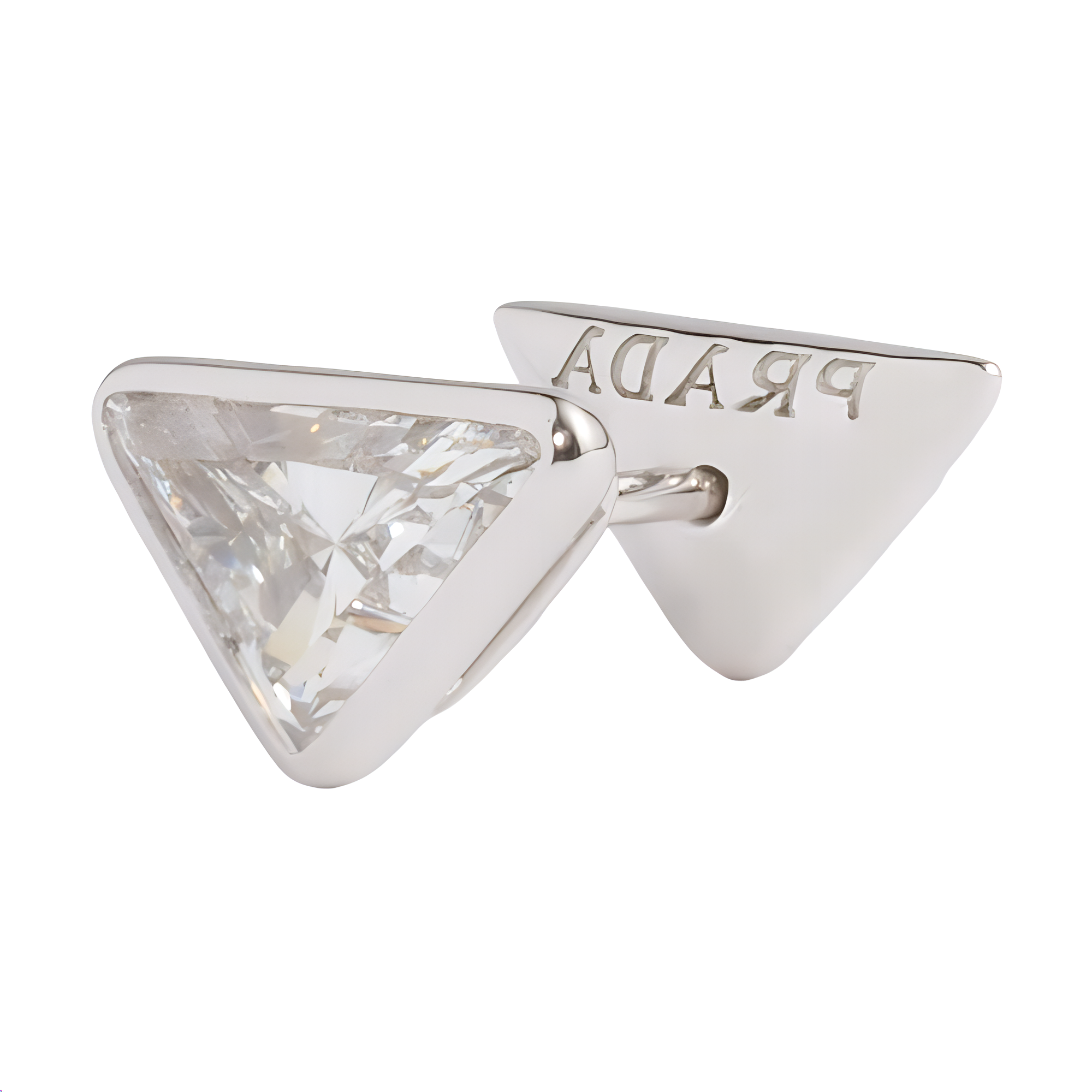 PRADA 18K White Gold Stud Earrings Women's White Gold