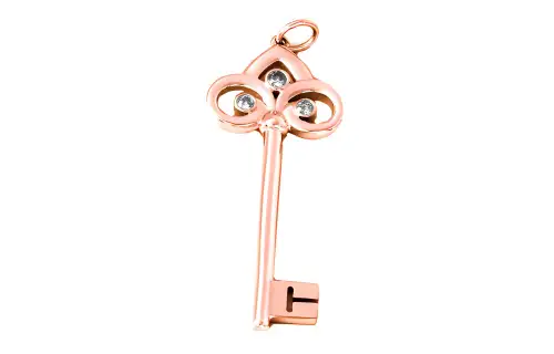 Tiffany Fleur de Lis Diamond Key Pendant Women's Rose Gold