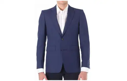 Burberry Business Suits Men's Steel Blue Suit Collar Moderate Business Suit