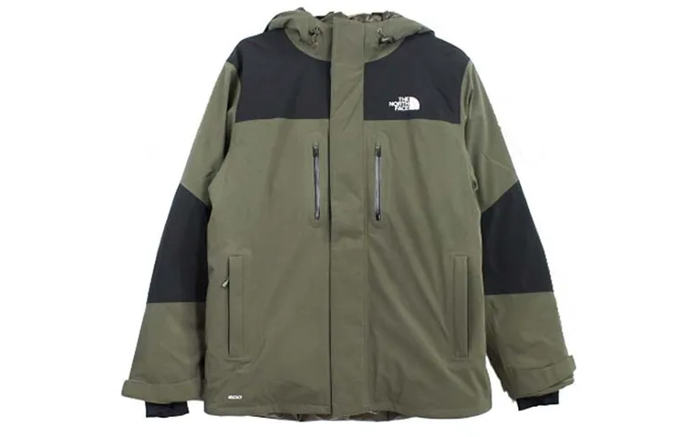 THE NORTH FACE Down Jackets Men's Army Green Hooded Moderate Straight Fit
