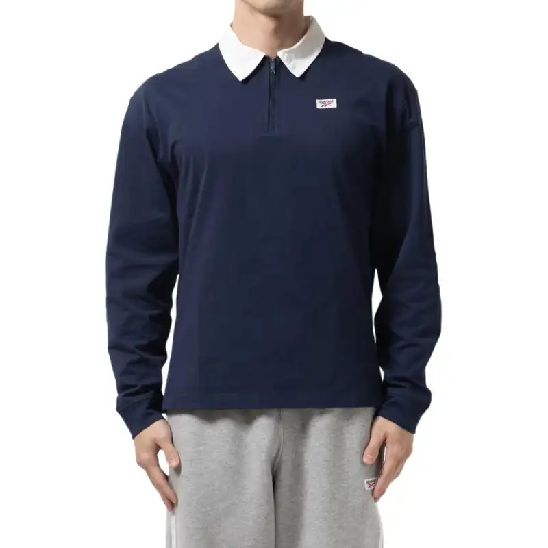 Reebok T Shirts Men's Dark Blue Polo Collar Moderate