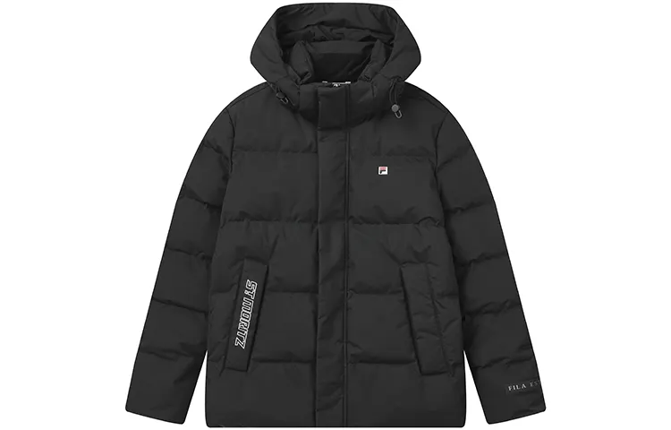FILA Down Jackets Men's Jet Black Hooded Moderate Other