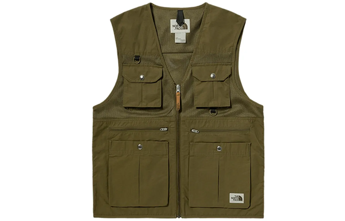 THE NORTH FACE Vests Men's Green V-neck Thin Workwear