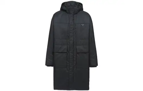 PRADA Jackets Men's Black Hooded Moderate Other