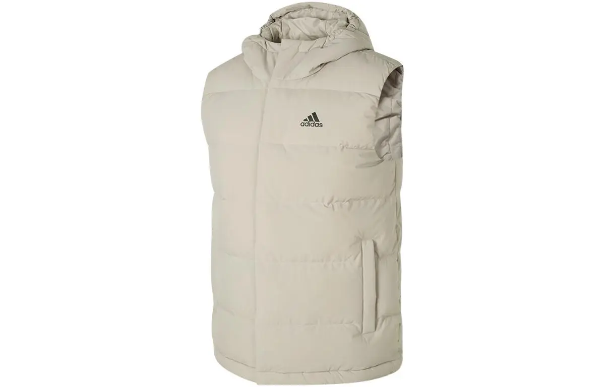 Adidas Down Vests Men's Gray Hooded Moderate