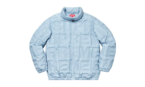 Куртка Supreme SS19 Bonded Logo Puffy Jacket (голубая)