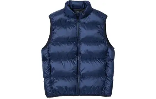 UNIQLO Vests Men's Dark Blue Stand Collar Moderate Other