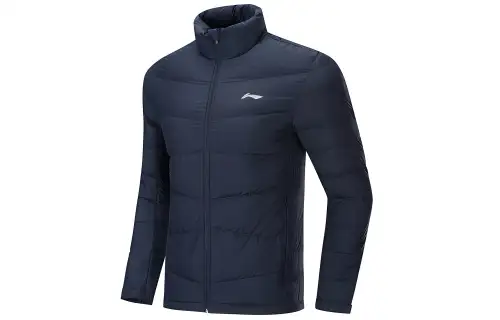 Li Ning Down Jackets Men's Dark Marine Blue Stand Collar Moderate