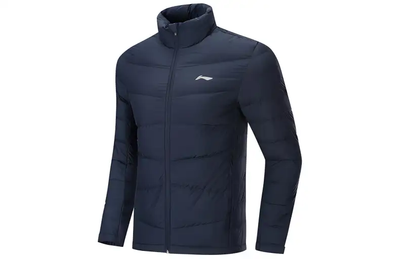 Li Ning Down Jackets Men's Dark Marine Blue Stand Collar Moderate