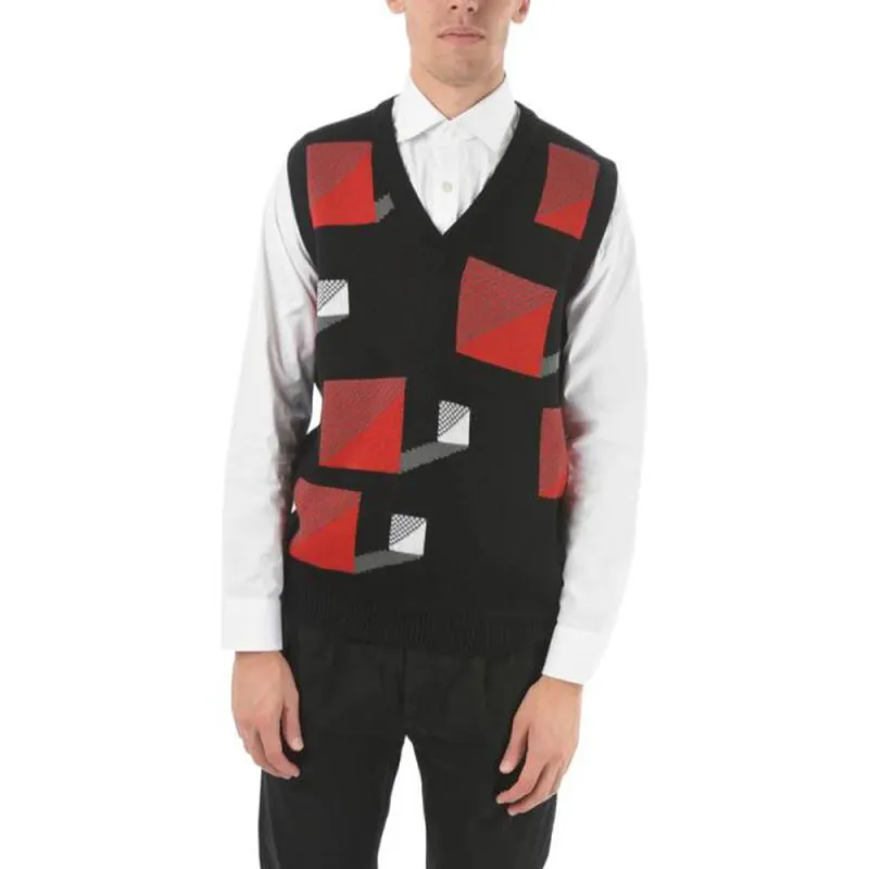PRADA Vests Men's Black V Neck Moderate Other