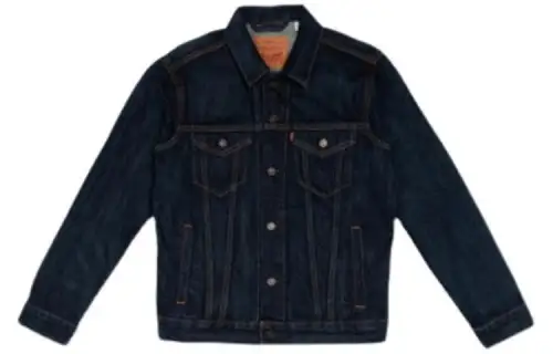 Levis Denim Jackets Men's Dark Blue Lapel Moderate Straight Fit