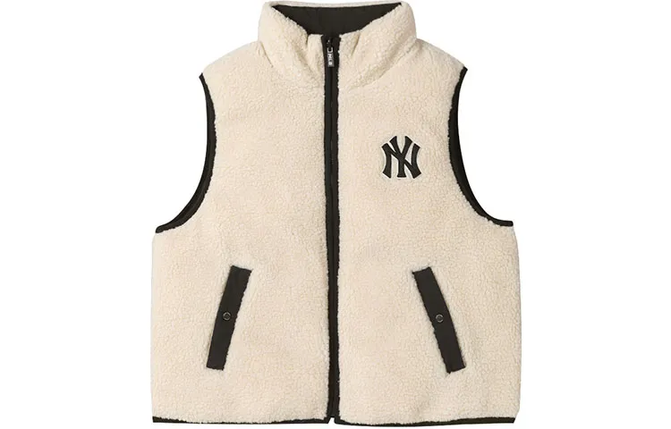MLB Vests Unisex Khaki Stand Collar Thickened And Fleece-Lined Other