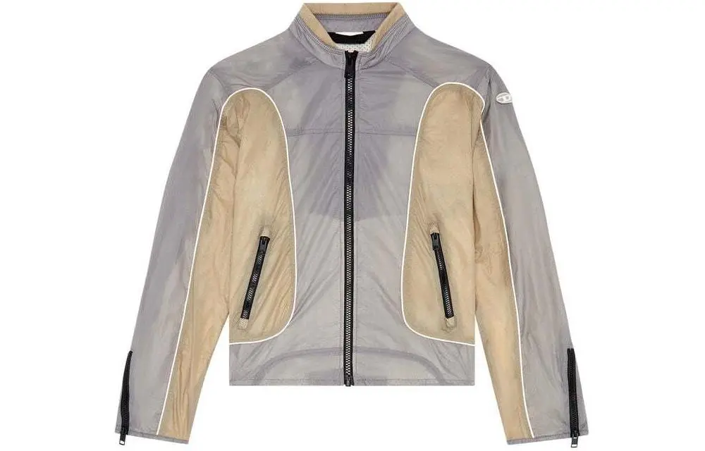 DIESEL Jackets Men's Gray Brown Stand Collar Moderate Other
