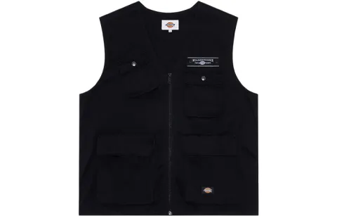 Dickies Vests Unisex Black V Neck Moderate Workwear