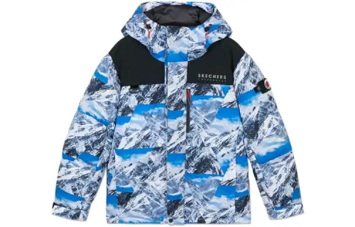 Skechers Down Jackets Men's Dark Blue Hooded Moderate Other