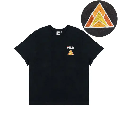 FILA T Shirts Unisex Black Crew Neck Moderate Straight Fit