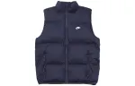 Nike Men's Logo Stand Collar Puffer Vest Navy Blue