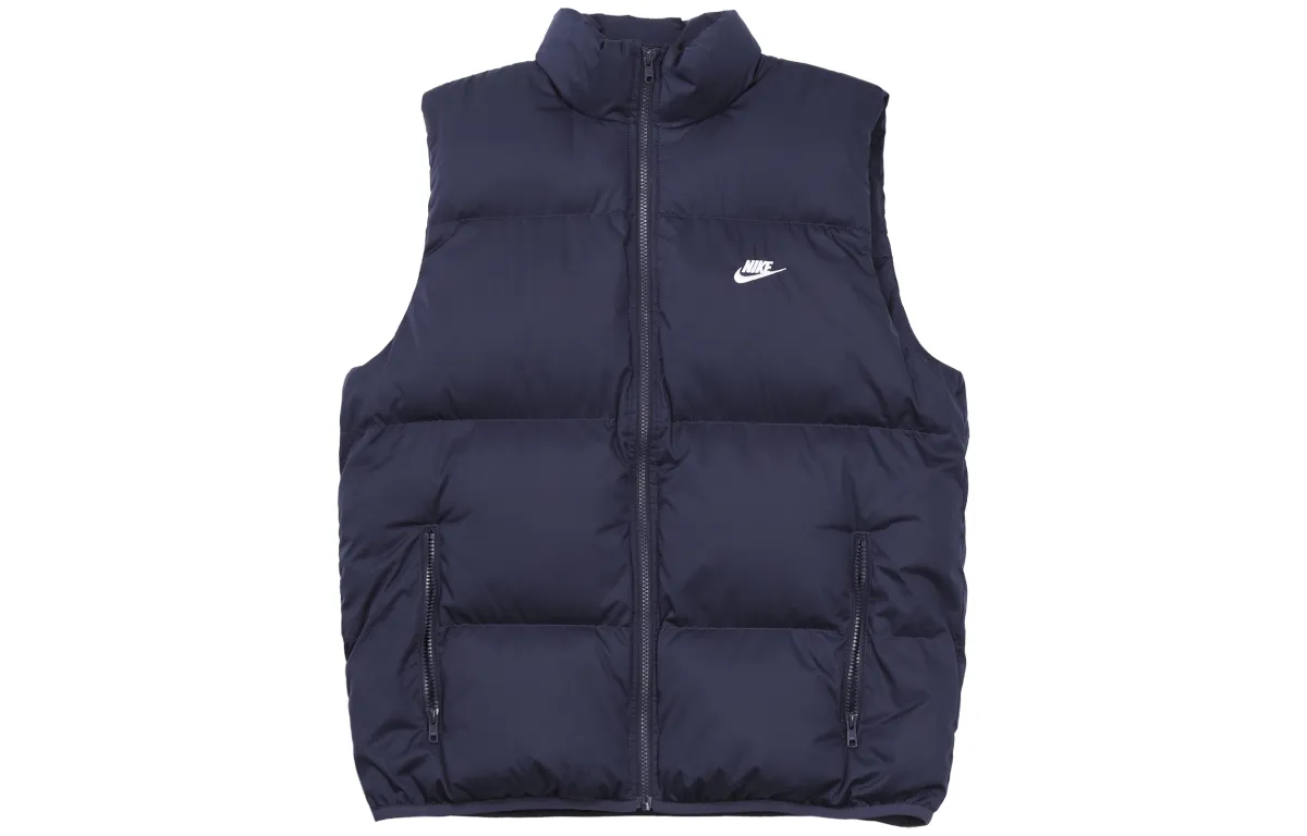 Nike Men's Logo Stand Collar Puffer Vest Navy Blue