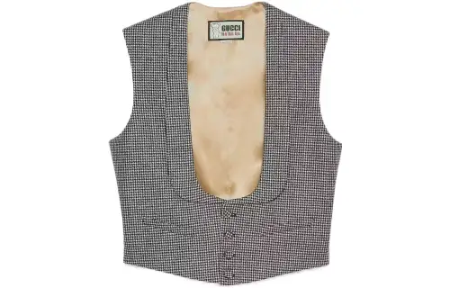 GUCCI Vests Men's Black Collarless Moderate Other