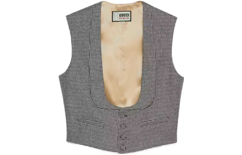 GUCCI Vests Men's Black Collarless Moderate Other
