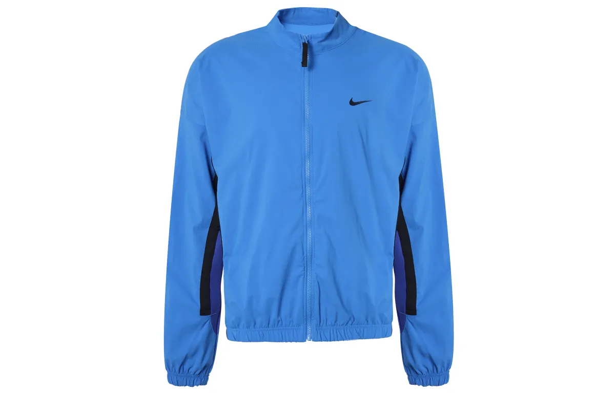 Nike Jackets Men's Blue Stand Collar Moderate Straight Fit