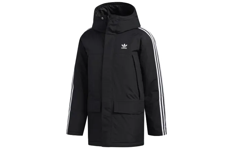 Adidas Originals PADDE Puffer Jackets Men's Black Hooded Thickened Other