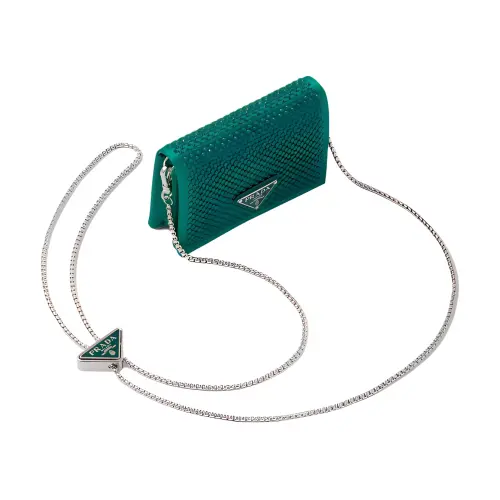 PRADA Fabric With Leather Shoulder Bag, Crossbody Bag, Wallet Women's Green