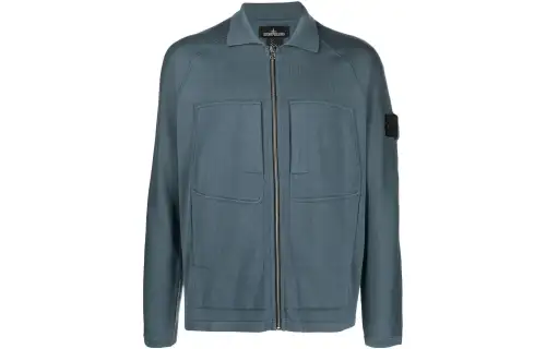 STONE ISLAND Jackets Men's Dark Cyan Pointed Collar Moderate Other