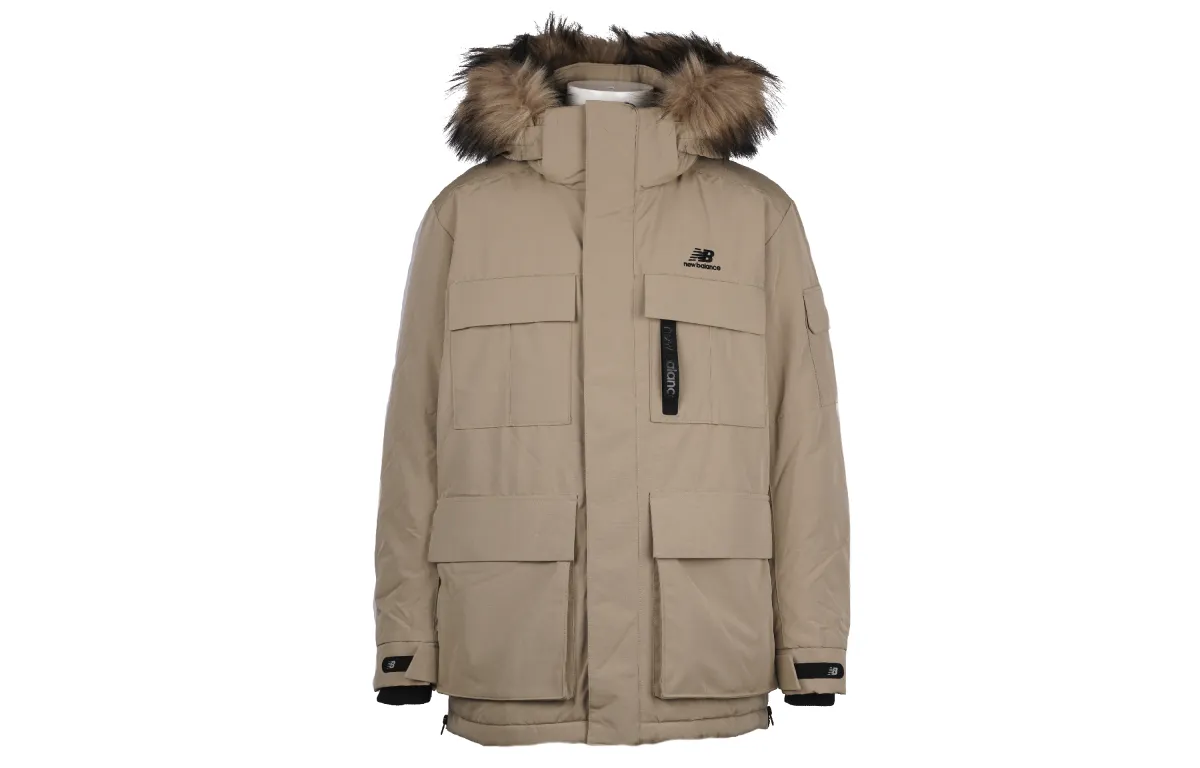 New Balance Down Jackets Men's Khaki Hooded Moderate Other