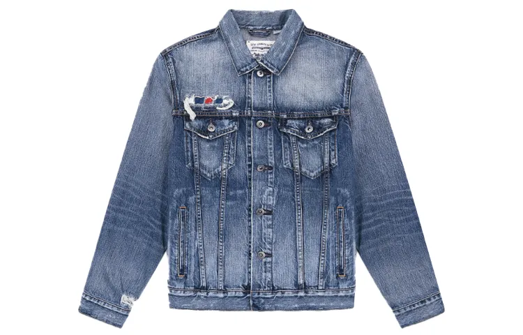 Levi's Denim Jackets Men's Blue Lapel Moderate Straight Fit
