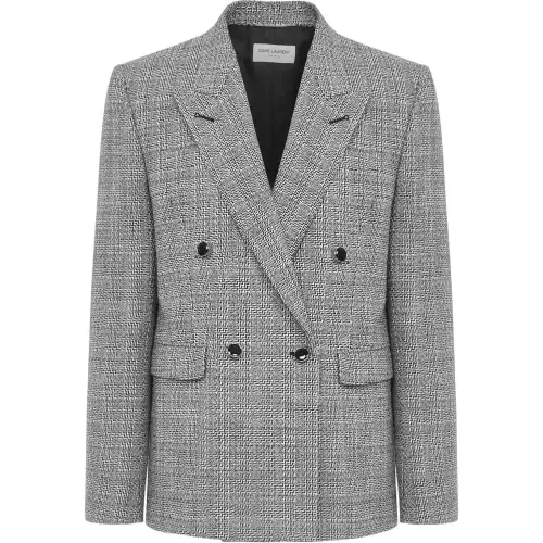 Saint Laurent deconstructed check double-breasted blazer