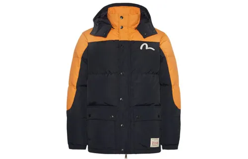 EVISU Down Jackets Men's Black Hooded Moderate
