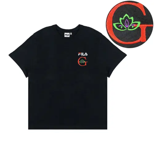 FILA T Shirts Unisex Black Crew Neck Moderate Straight Fit