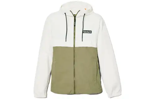 Timberland Jackets Unisex Vintage White/Gray Green Hooded Moderate Wind Shell