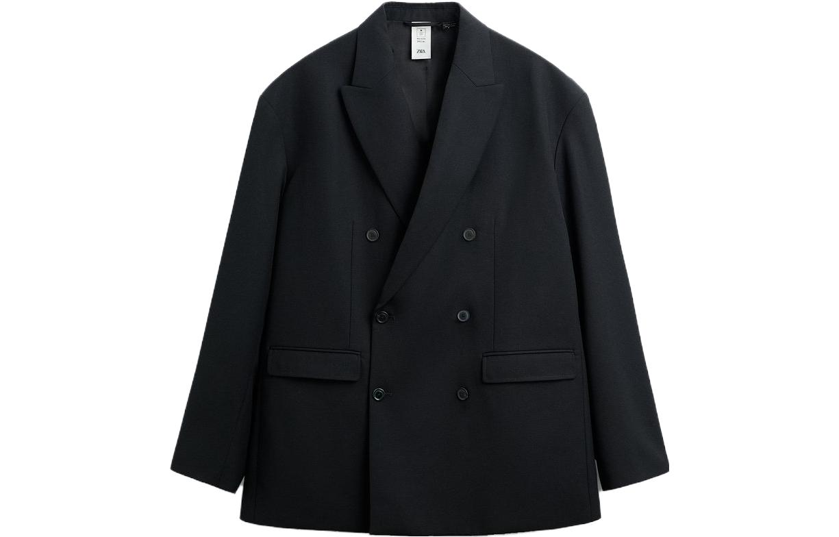 ZARA Business Suits Men's Black Moderate Business Suit