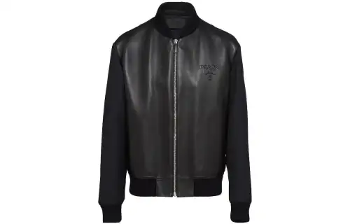 PRADA Jackets Men's Black Baseball Collar Moderate