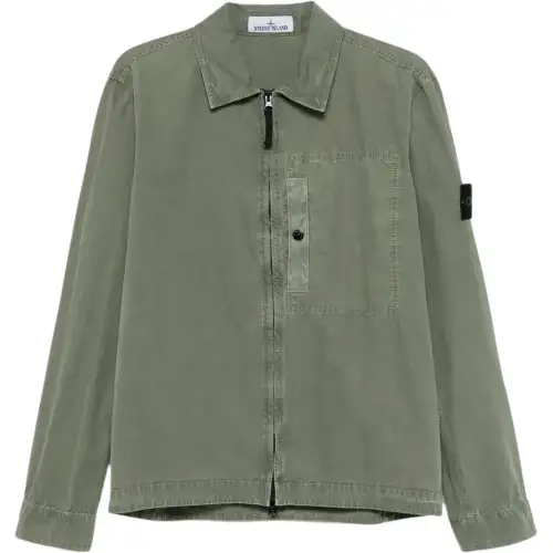 Stone Island Compass Patch Zip-Up Shirt Jacket