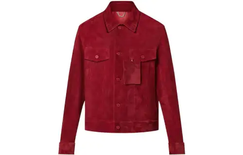LOUIS VUITTON New Quarterly Products Of LV Denim Jackets Men's Red Lapel Moderate Other