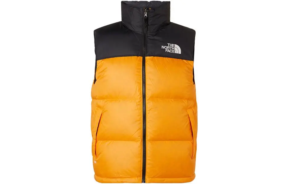 THE NORTH FACE Down Vests Men's Daylily Orange Stand Collar Moderate Workwear